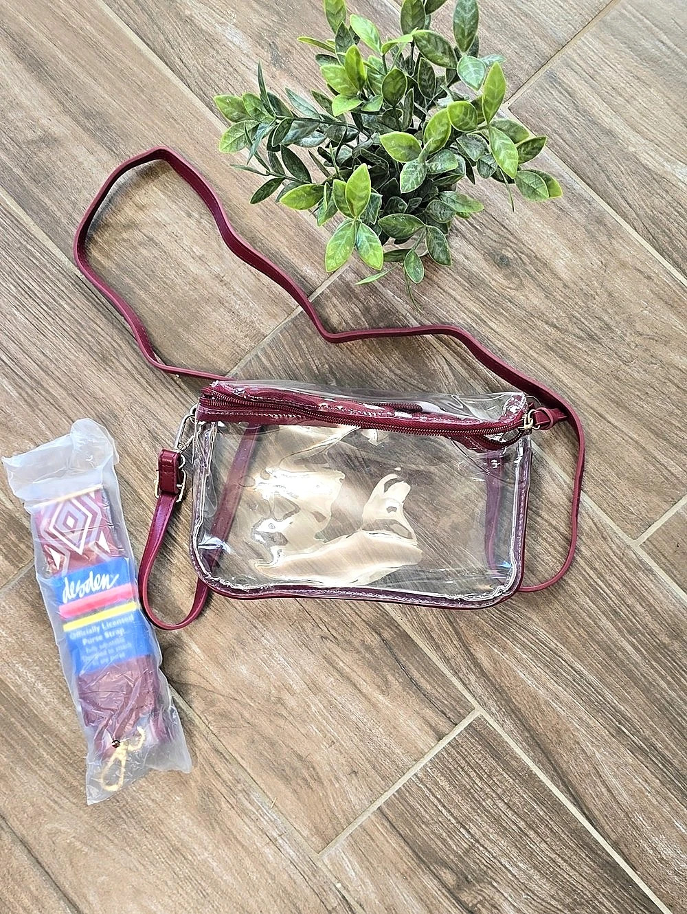 Clear Stadium Approved Crossbody Bag Wesden Burgundy